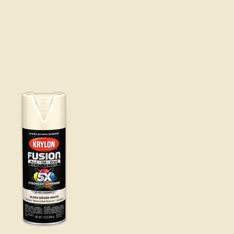 KRYLON - Krylon Fusion All-In-One Gloss Dover White Paint+Primer Spray Paint 12 oz - Case of 6