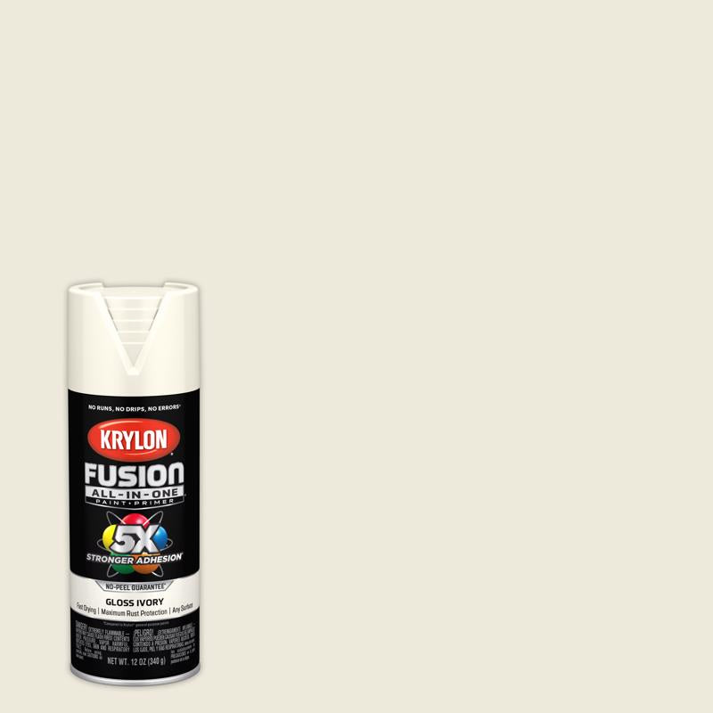 KRYLON - Krylon Fusion All-In-One Gloss Ivory Paint+Primer Spray Paint 12 oz - Case of 6