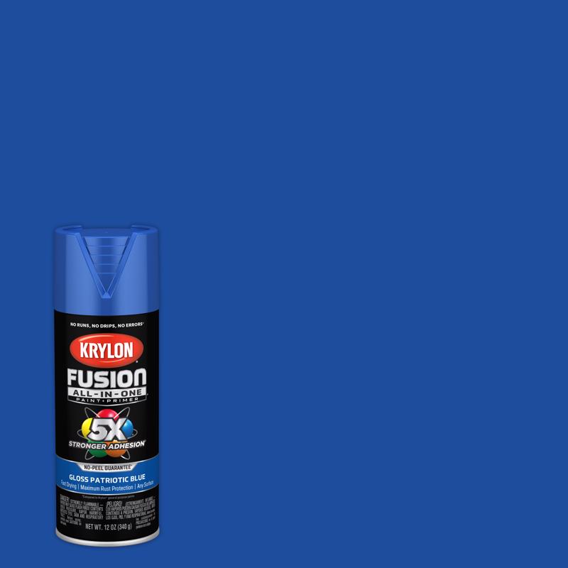 KRYLON - Krylon Fusion All-In-One Gloss Patriotic Blue Paint+Primer Spray Paint 12 oz - Case of 6
