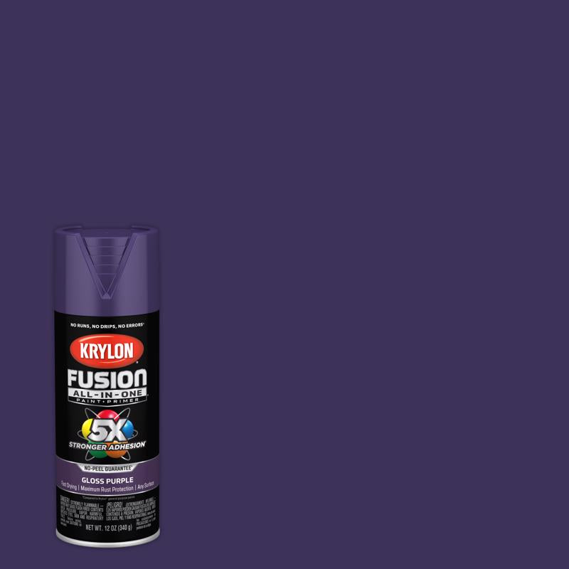 KRYLON - Krylon Fusion All-In-One Gloss Purple Paint+Primer Spray Paint 12 oz - Case of 6