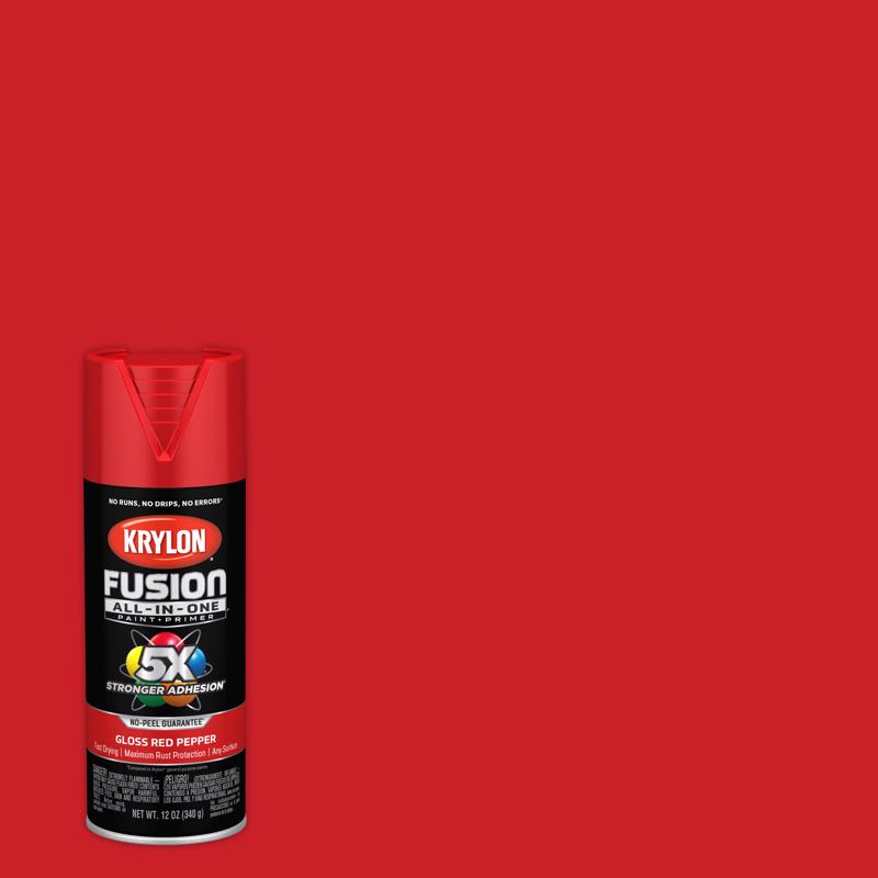 KRYLON - Krylon Fusion All-In-One Gloss Red Pepper Paint+Primer Spray Paint 12 oz - Case of 6