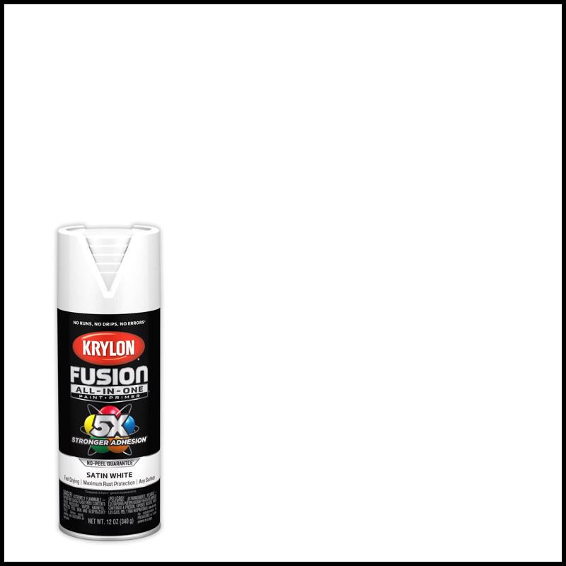 KRYLON - Krylon Fusion All-In-One Satin White Paint+Primer Spray Paint 12 oz - Case of 6