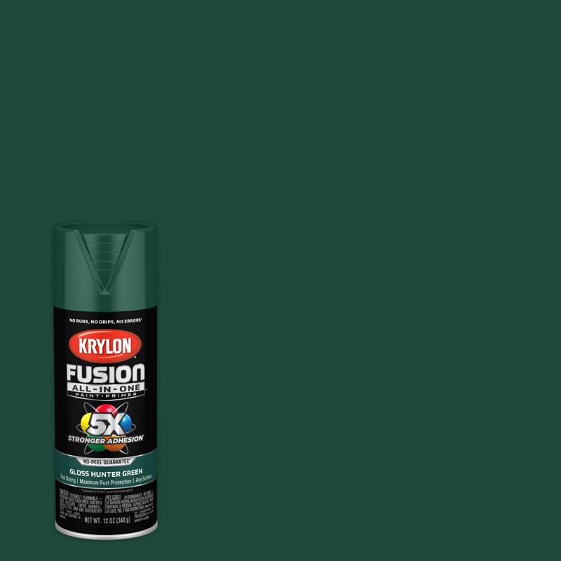 KRYLON - Krylon Fusion All-In-One Gloss Hunter Green Paint+Primer Spray Paint 12 oz - Case of 6