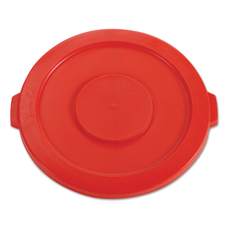 Rubbermaid Commercial - BRUTE Self-Draining Flat Top Lids for 32 gal Round BRUTE Containers, 22.25" Diameter, Red