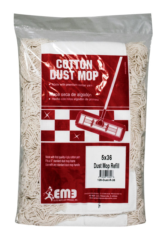 ELITE MOPS AND BROOMS - Elite Mops and Brooms 5"x 36" Dust Cotton Mop Refill 1 pk