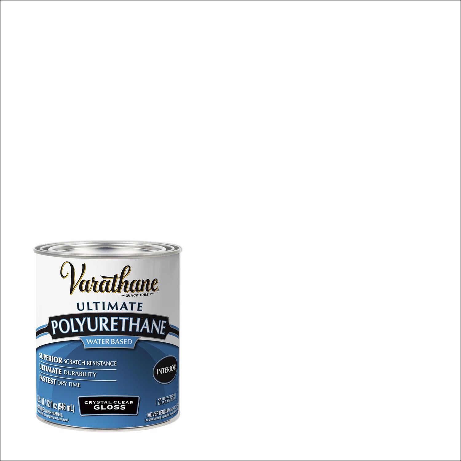 Varathane Ultimate Semi-Gloss Crystal Clear Water-Based Polyurethane 1 qt - Case of 2