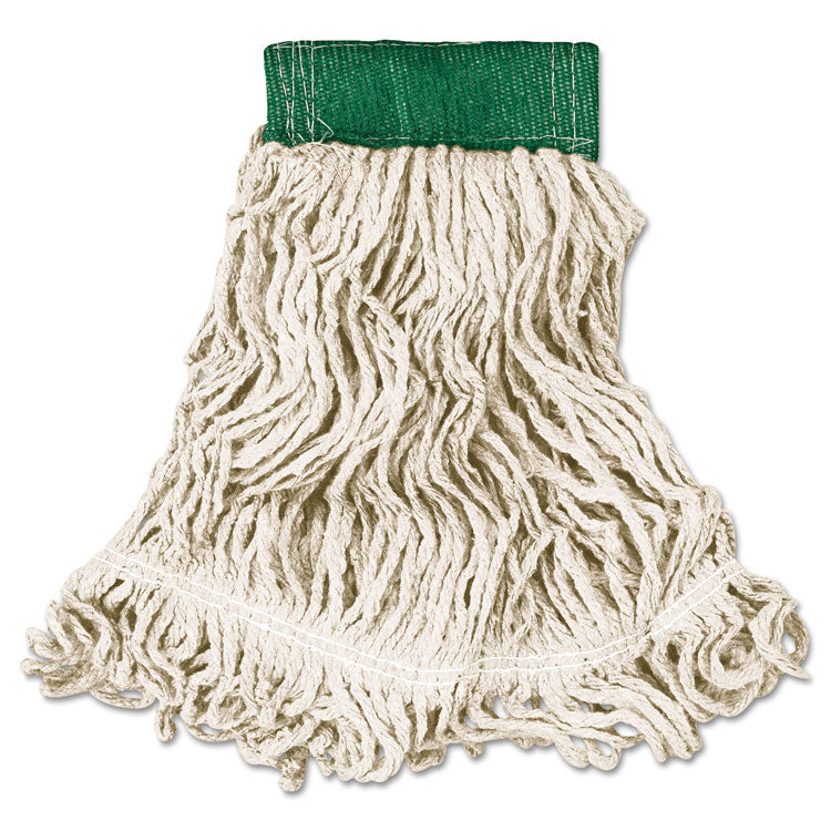Rubbermaid Commercial - Super Stitch Looped-End Wet Mop Head, Cotton/Synthetic, Medium, Green/White