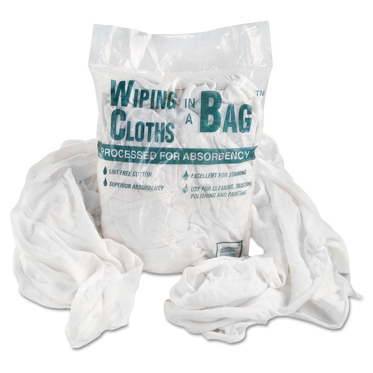 General Supply - Bag-A-Rags Reusable Wiping Cloths, Cotton, White, 1 lb Pack
