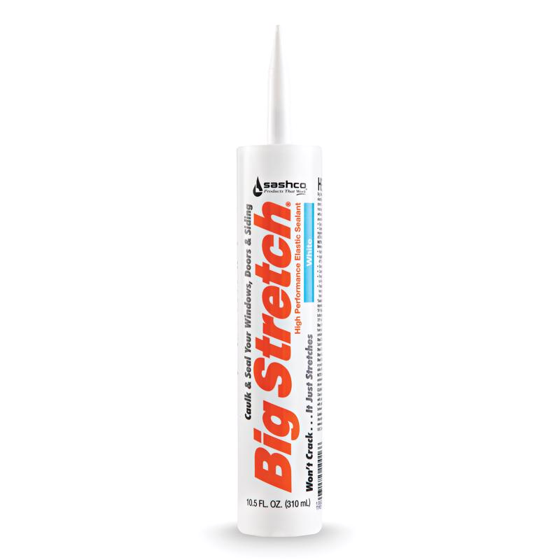BIG STRETCH - Sashco Big Stretch White Elastomeric Acrylic Latex Door/Siding/ Window Caulk 10.5 oz - Case of 12