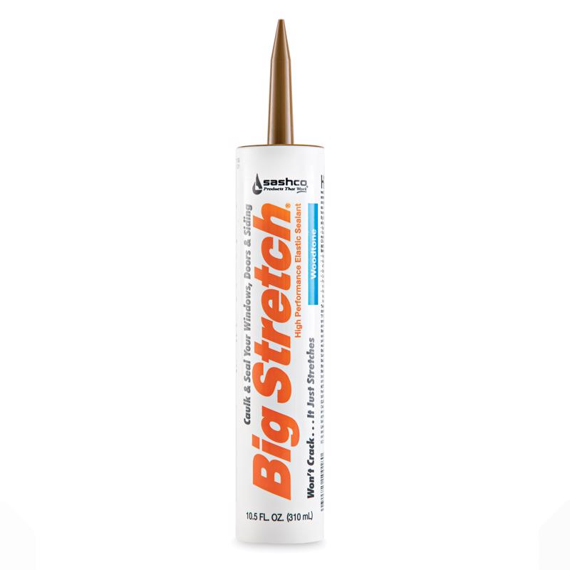 BIG STRETCH - Sashco Big Stretch Woodtone Elastomeric Acrylic Latex Door/Siding/ Window Caulk 10.5 oz - Case of 12