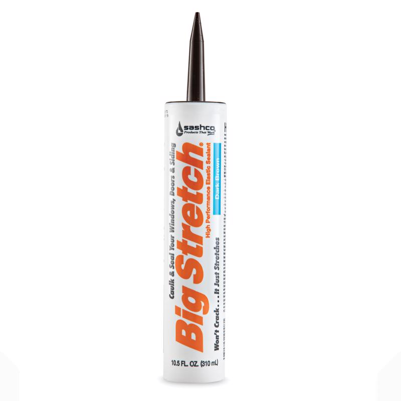 BIG STRETCH - Sashco Big Stretch Dark Brown Elastomeric Acrylic Latex Door/Siding/ Window Caulk 10.5 oz - Case of 12