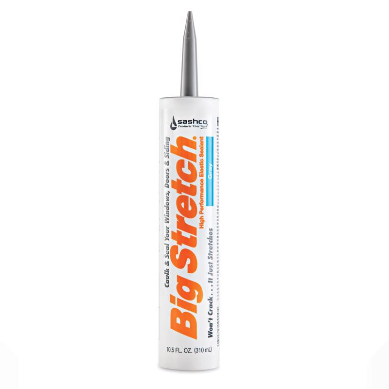 BIG STRETCH - Sashco Big Stretch Gray Elastomeric Acrylic Latex Door/Siding/ Window Caulk 10.5 oz - Case of 12
