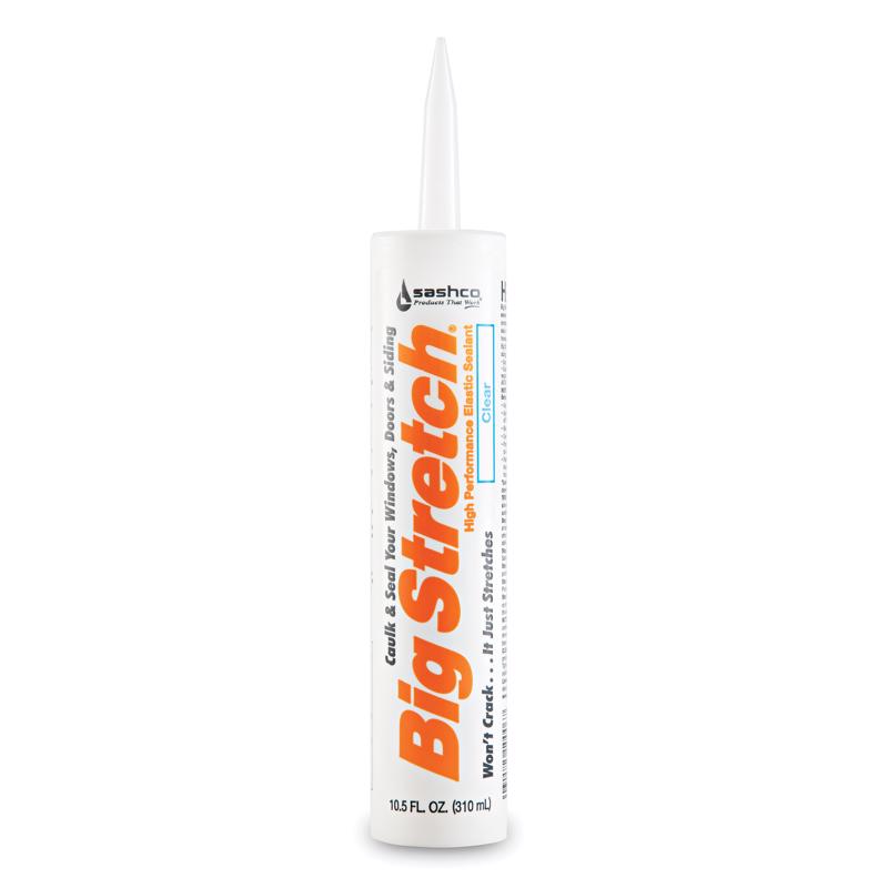 BIG STRETCH - Sashco Big Stretch Clear Elastomeric Acrylic Latex Door/Siding/ Window Caulk 10.5 oz - Case of 12