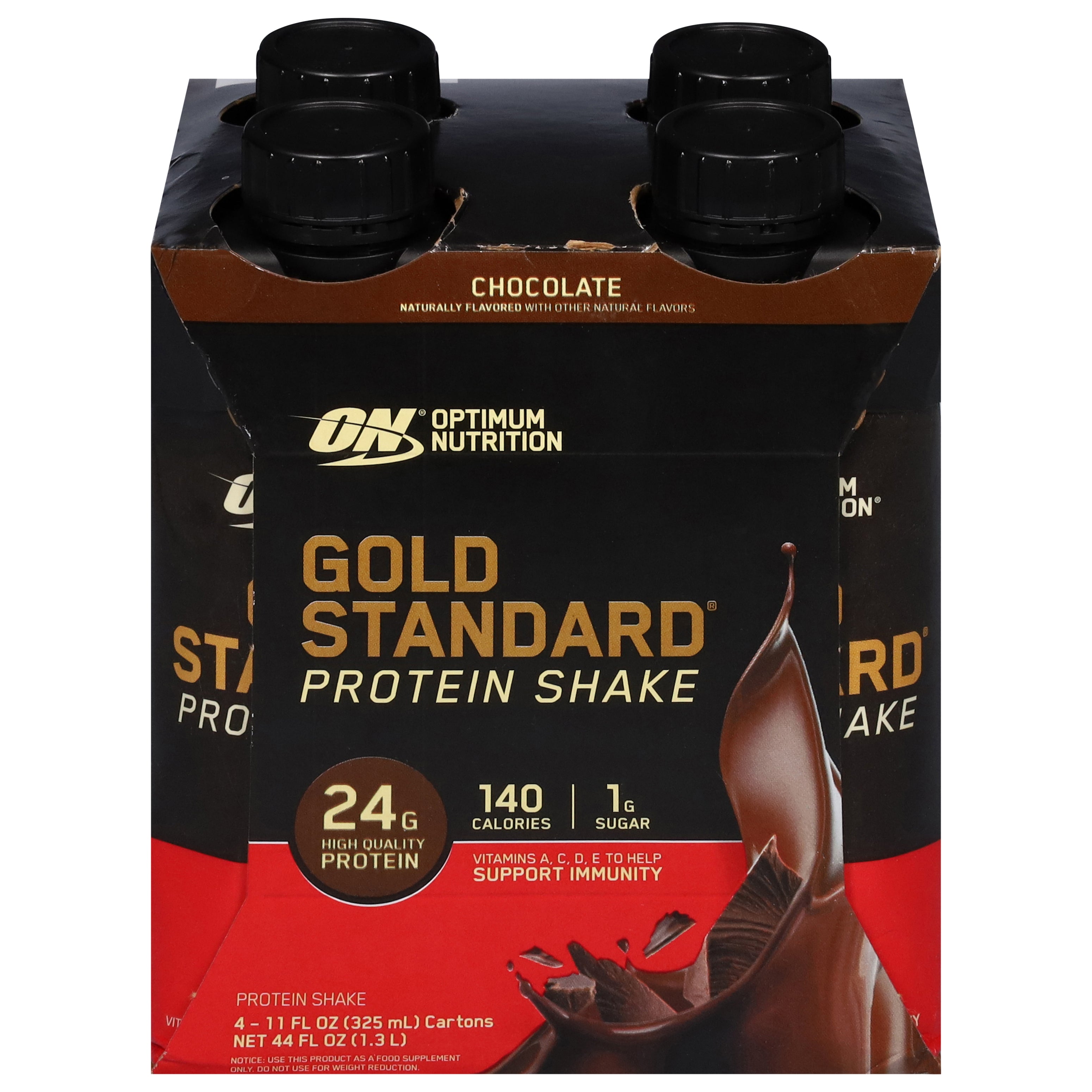 Optimum Nutrition Gold Standard Chocolate Protein Shake 4 - 11 fl oz Cartons - Case of 3