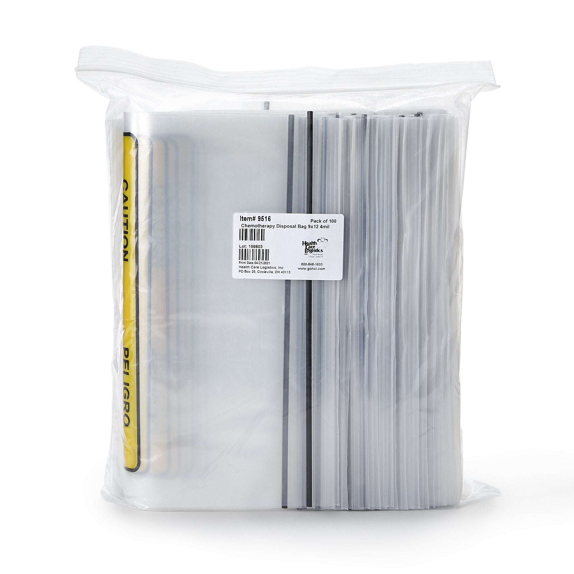 Health Care Logistics - Chemo Drug Transport Bag HCL® Clear Bag Polyethylene 9 X 12 Inch [100/PK]