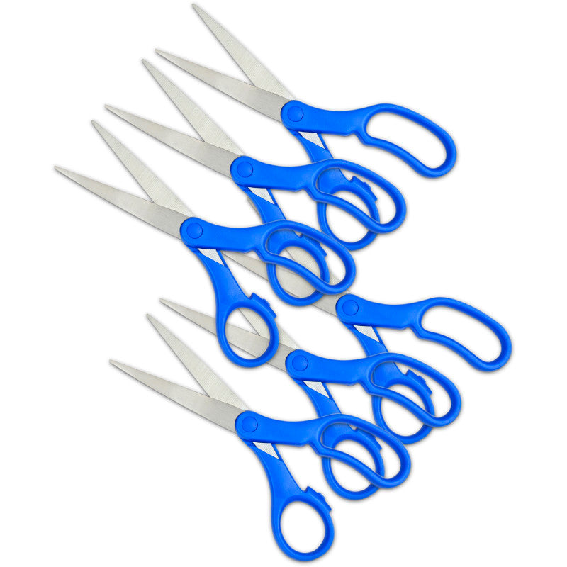 THE PENCIL GRIP - Scissors 8", Blue Handle, Pack of 6