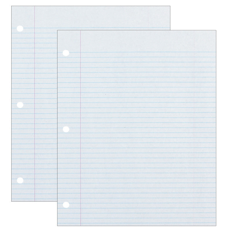 ECOLOGY - Recycled Filler Paper, White, 3-Hole Punched, 9/32" Ruled w/ Margin 8-1/2" x 11", 500 Sheets Per Pack, 2 Packs