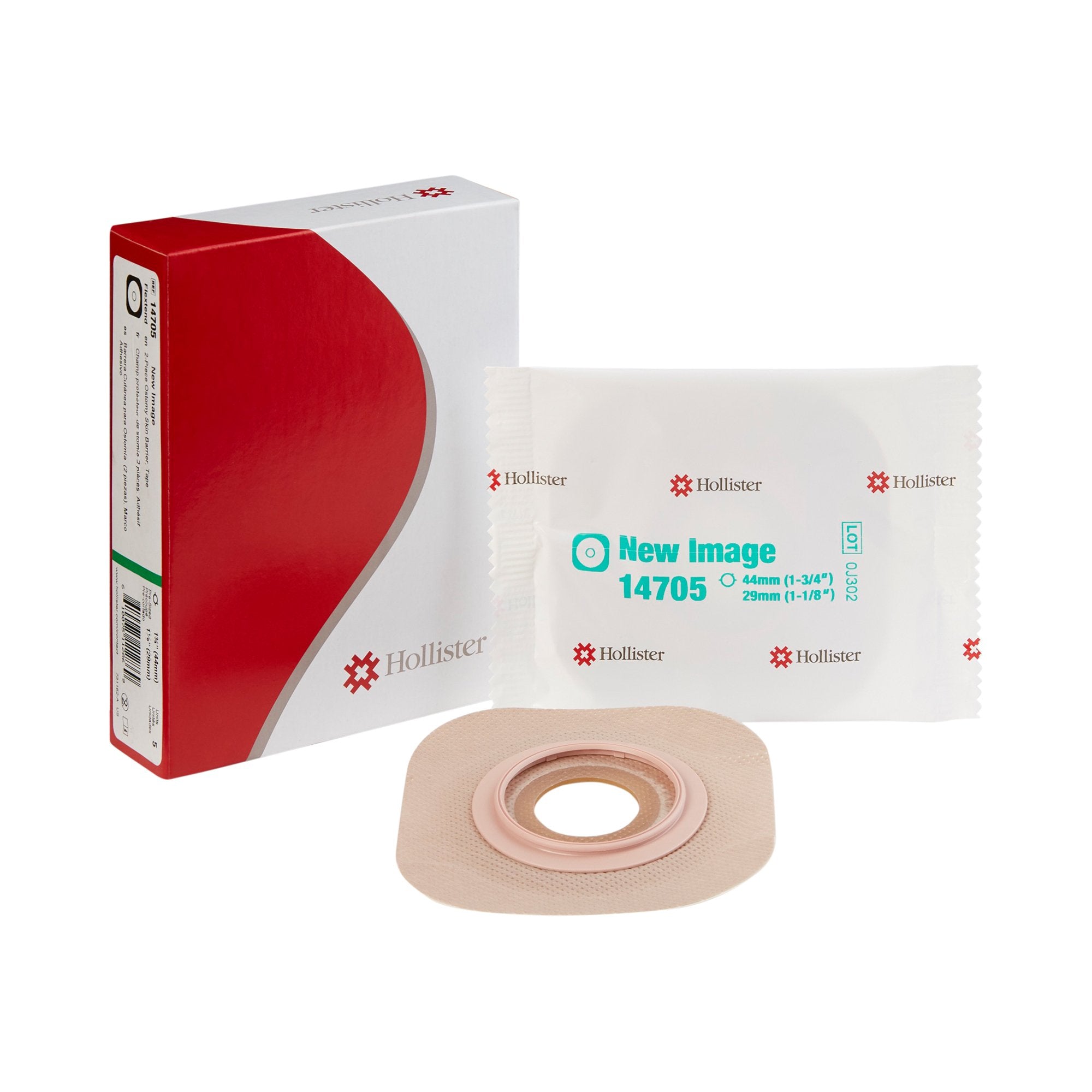Hollister - Ostomy Barrier New Image™ Flextend™ Precut, Extended Wear Adhesive Tape 44 mm Flange Green Code System Hydrocolloid 1-1/8 Inch Opening [5/BX]