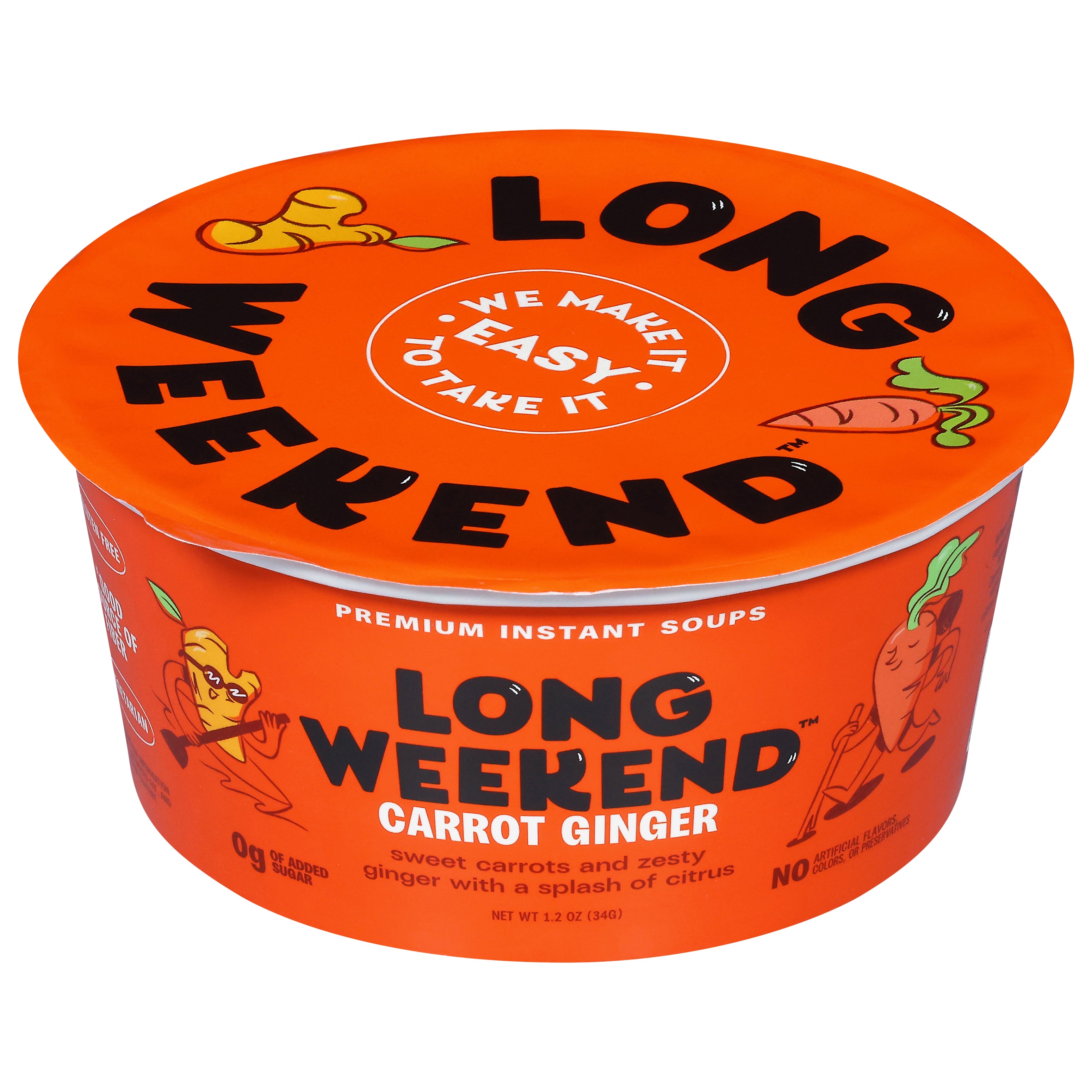 Long Weekend Premium Instant Soups Carrot Ginger Soup 1.2 oz - Case of 6