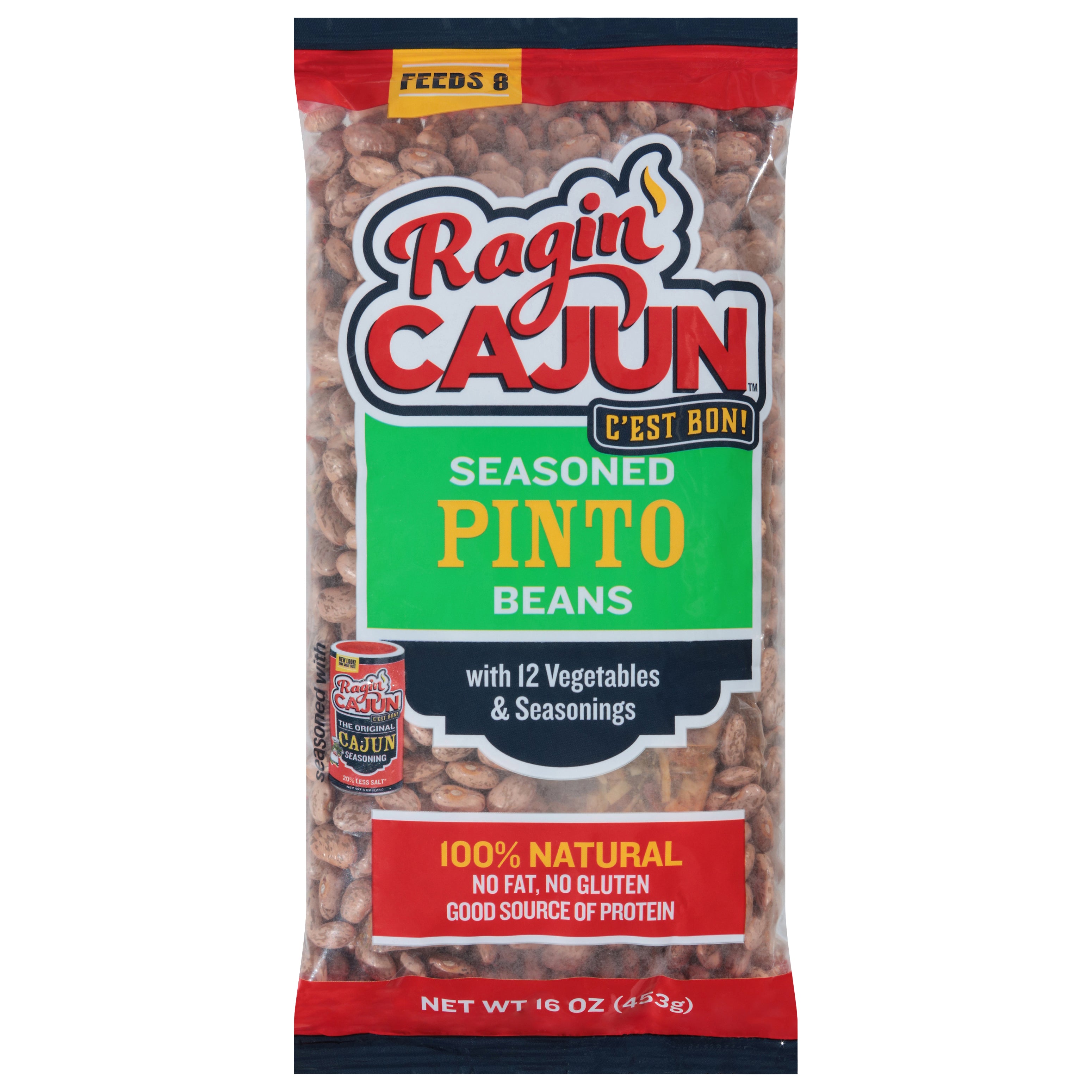 Ragin' Cajun Seasoned Pinto Beans 16 oz - Case of 12