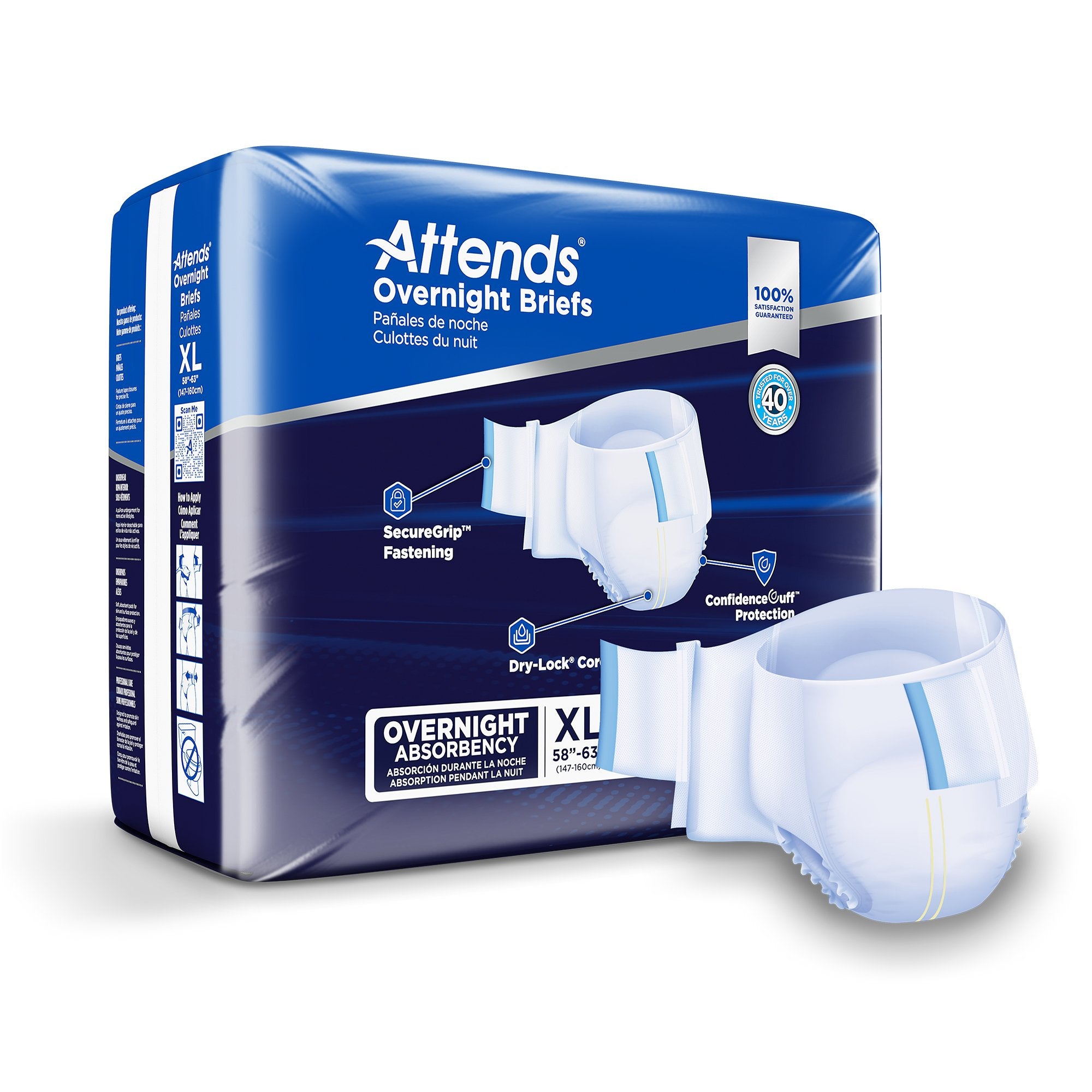 Attends Healthcare Products - Unisex Adult Incontinence Brief Attends® Overnight X-Large Disposable Heavy Absorbency [14/BG]