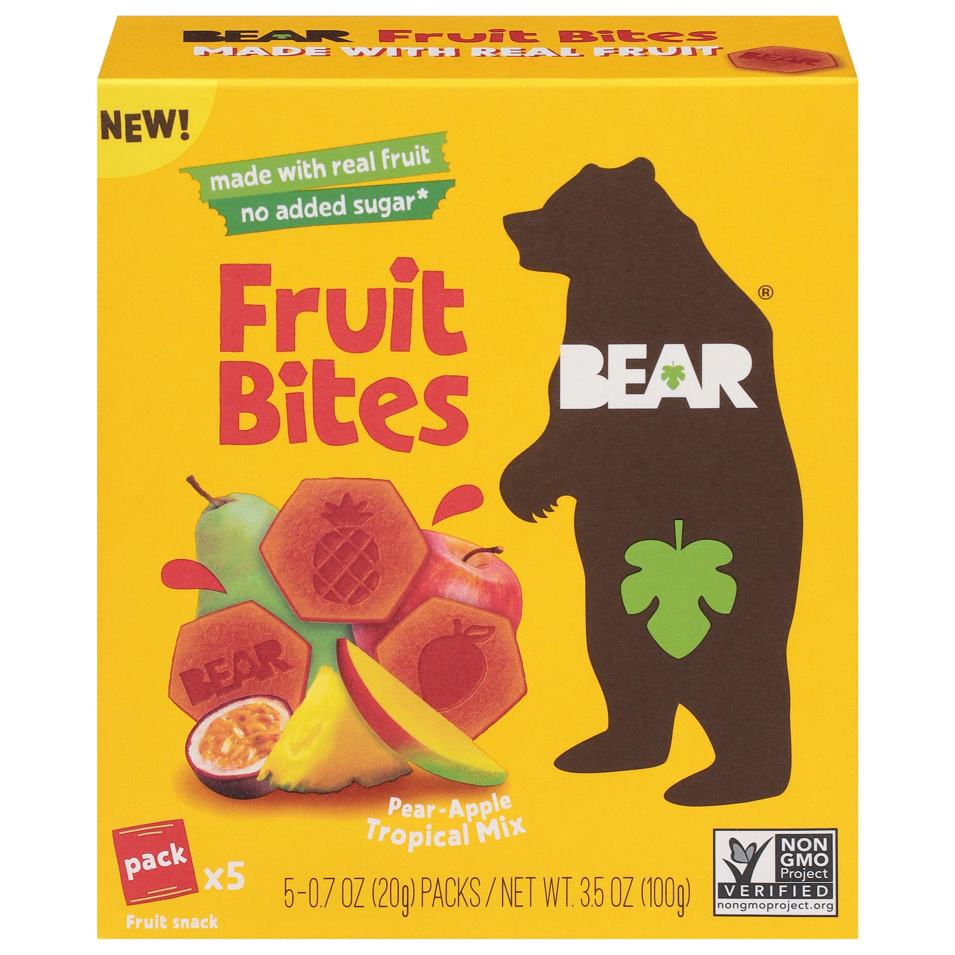 Bear Pear-Apple Tropical Mix Fruit Bites 5 - 0.7 oz Packs - Case of 4