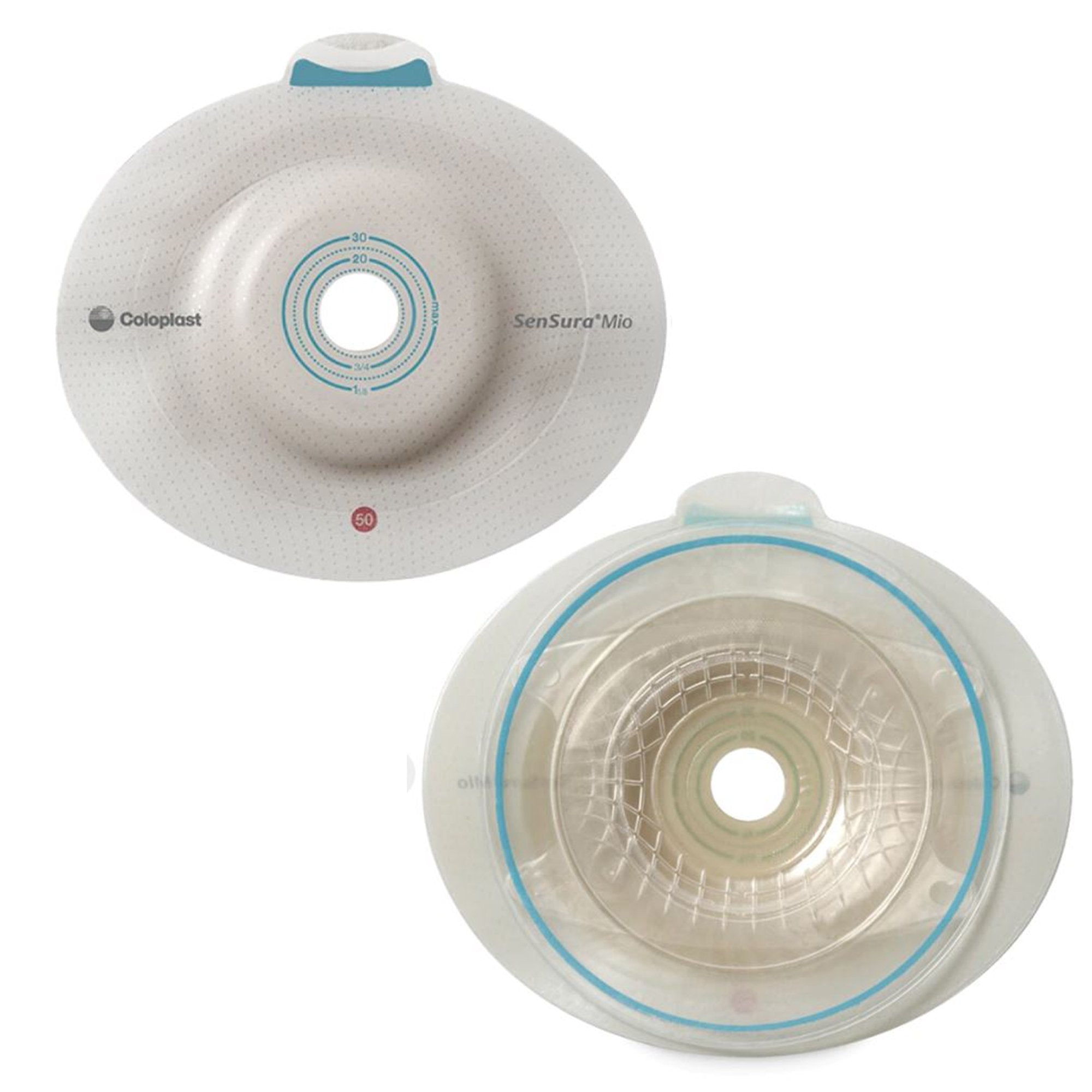 Coloplast - Ostomy Barrier SenSura® Mio Convex Trim to Fit, Extended Wear Elastic Adhesive 60 mm Flange Blue Code System 5/8 to 1-3/16 Inch Opening [5/BX]