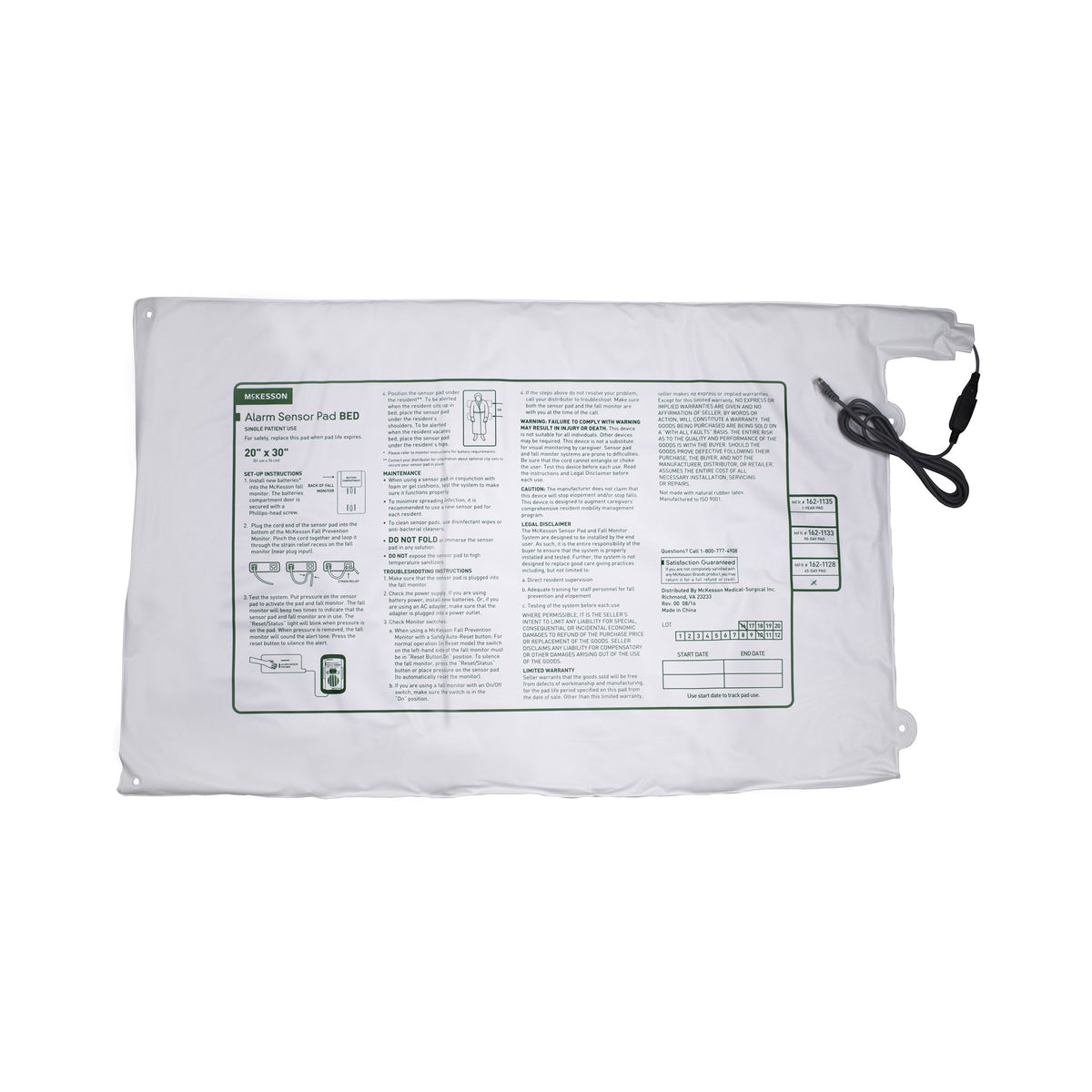 McKesson Brand - Bed Sensor Pad McKesson Brand 20 X 30 Inch [20/CS] (1020957_CS)