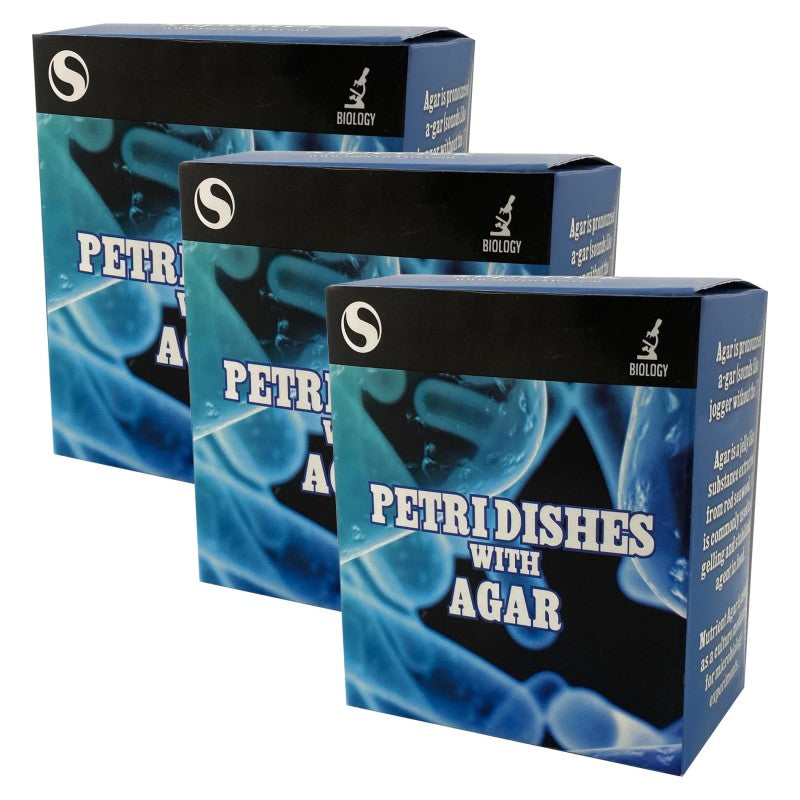 SUPERTEK - Plastic Petri Dish with Agar, 3 Per Set, 3 Sets