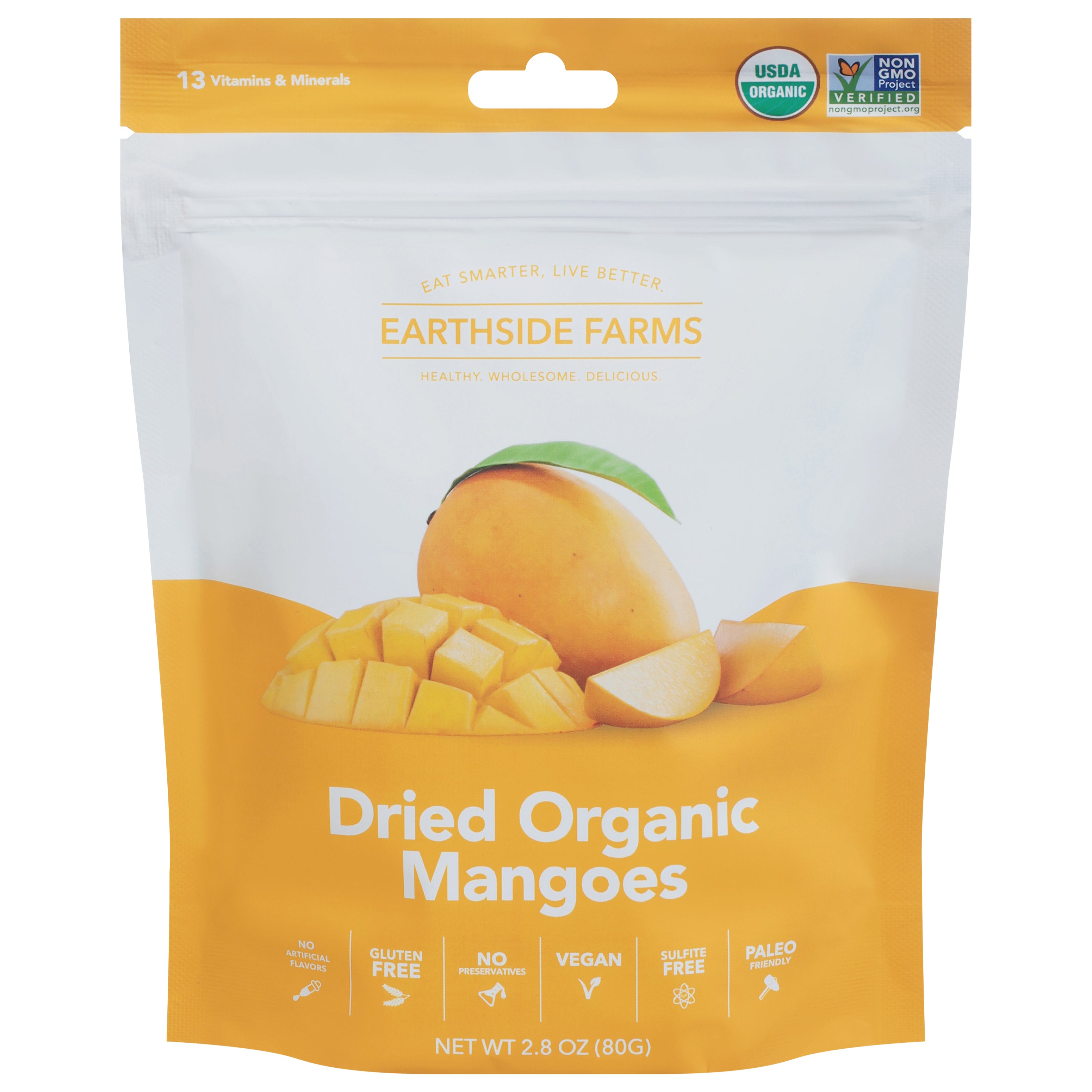 Earthside Farms Dried Organic Mangoes 2.8 oz - Case of 6