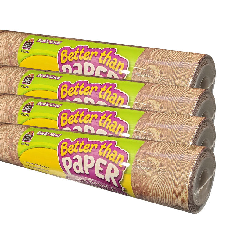 TEACHER CREATED RESOURCES - Better Than Paper® Bulletin Board Roll, 4' x 12', Rustic Wood Design, 4 Rolls