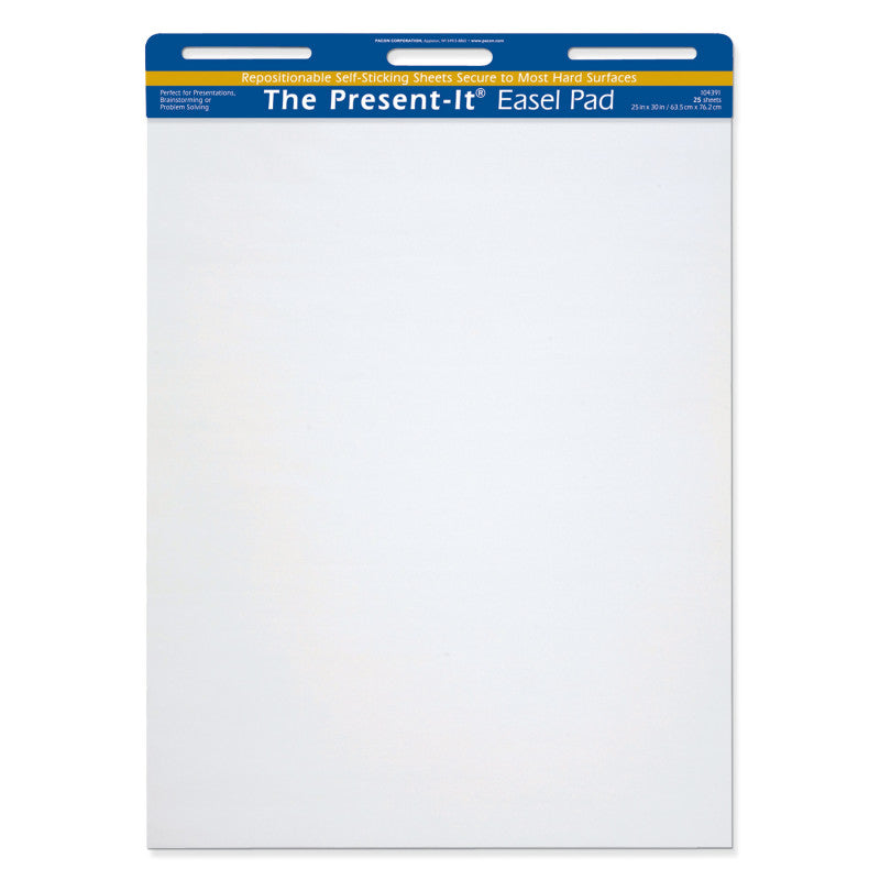 THE PRESENT-IT - Easel Pad, Self-Adhesive, White, Unruled 25" x 30", 25 Sheets, Pack of 2
