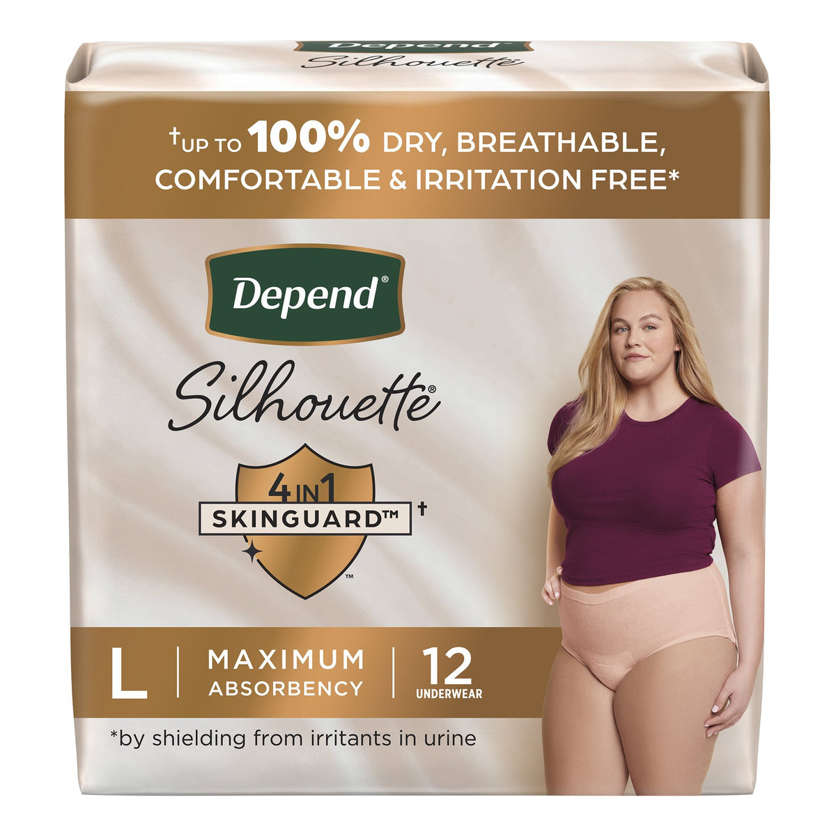 Kimberly Clark - Female Adult Absorbent Underwear Depend® Silhouette® Waistband Style Large Disposable Heavy Absorbency [12/PK]