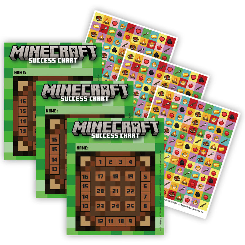 EUREKA - Minecraft Mini Reward Charts with Stickers, 36 Per Pack, 3 Packs