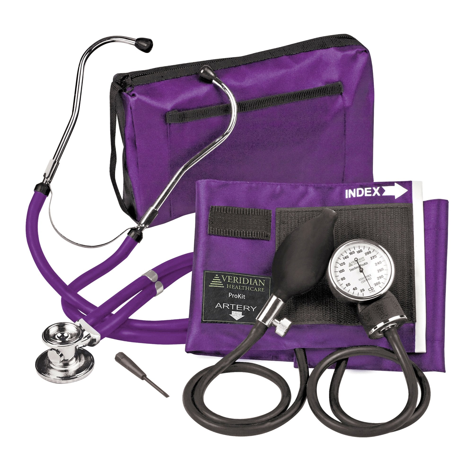 Veridian Healthcare LLC - Reusable Aneroid / Stethoscope Set Veridian 27.9 to 41.6 cm Adult Cuff Dual Head General Exam Stethoscope [1/EA] (1226075_EA)