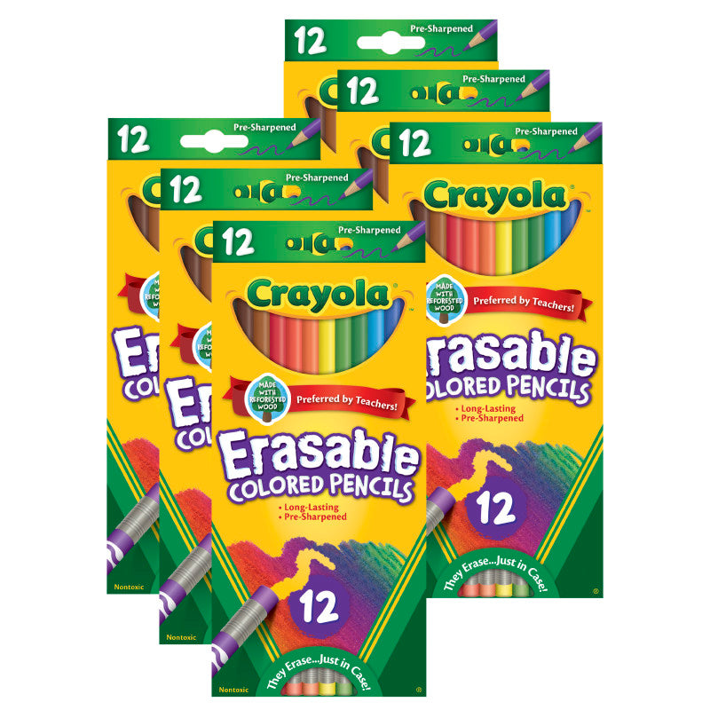 Erasable Colored Pencils, 12 Per Box, 6 Boxes
