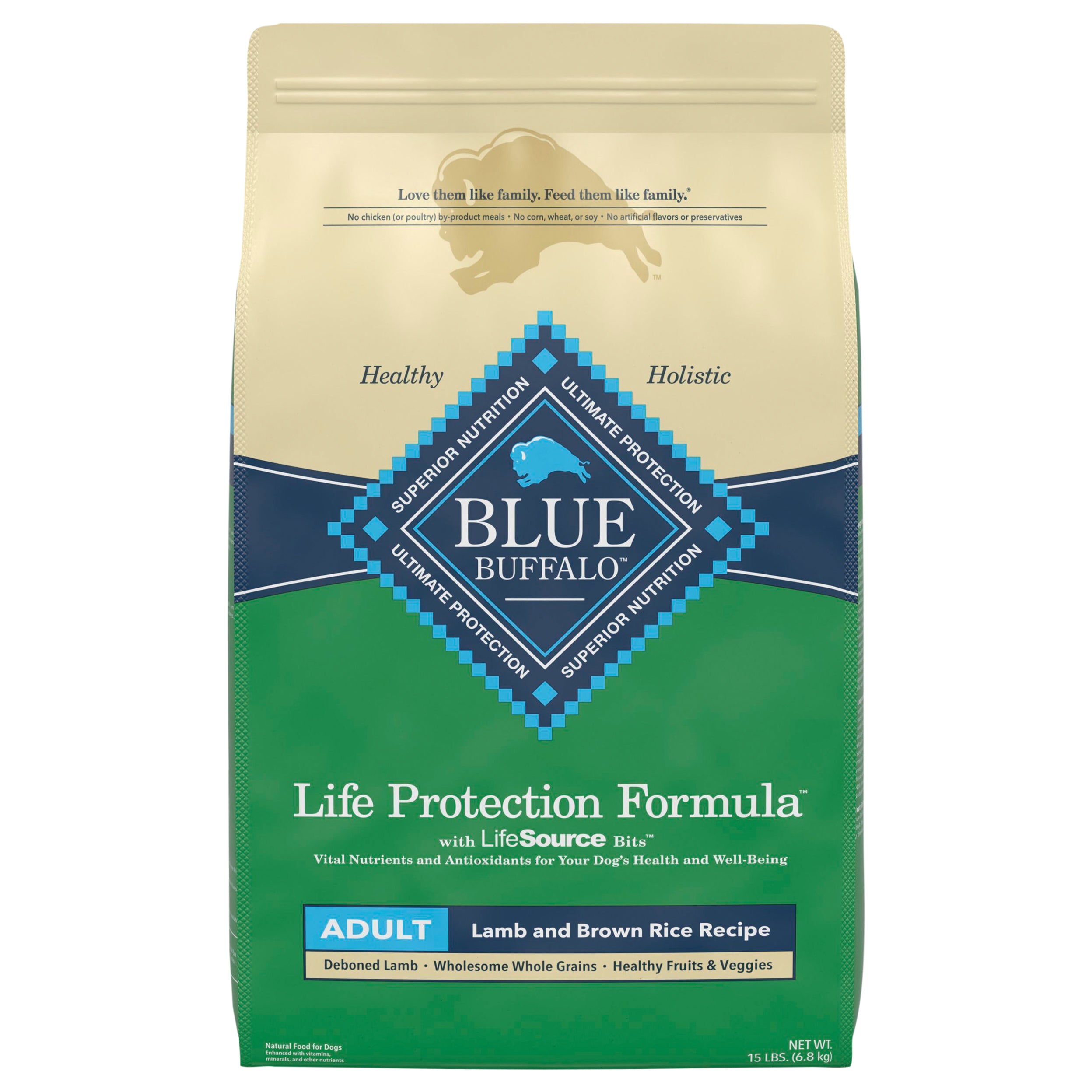 Blue Buffalo Life Protection Formula Adult Dry Dog Food, Helps Build and Maintain Strong Muscles Lamb & Brown Rice Recipe, 15-lb Bag - Case of 1