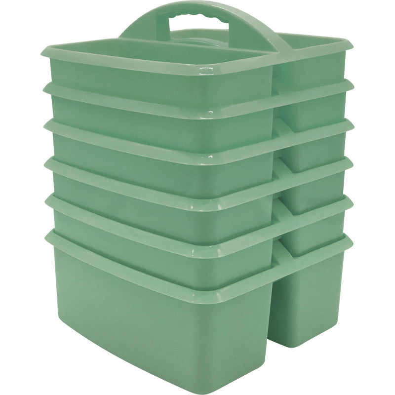 TEACHER CREATED RESOURCES - Eucalyptus Green Plastic Storage Caddy, Pack of 6