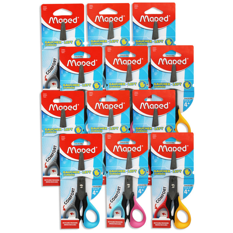MAPED - 5" Sensoft Scissors with Flexible Handles - Lefty, Pack of 12