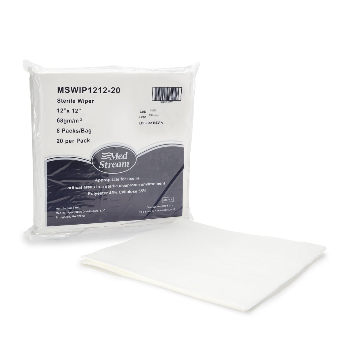 McKesson Brand - Cleanroom Wipe McKesson ISO Class 5 20 Count Bag 12 X 12 Inch Sterile Disposable [20/PK]