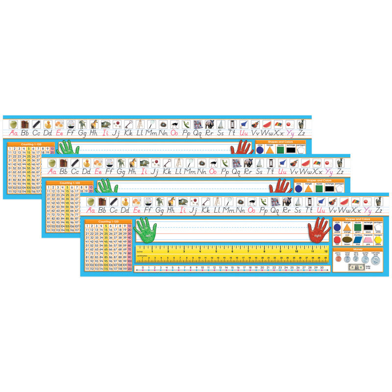 NORTH STAR TEACHER RESOURCES - Primary Modern Manuscript Counting 1-120 Desk Plate, 36 Per Pack, 3 Packs