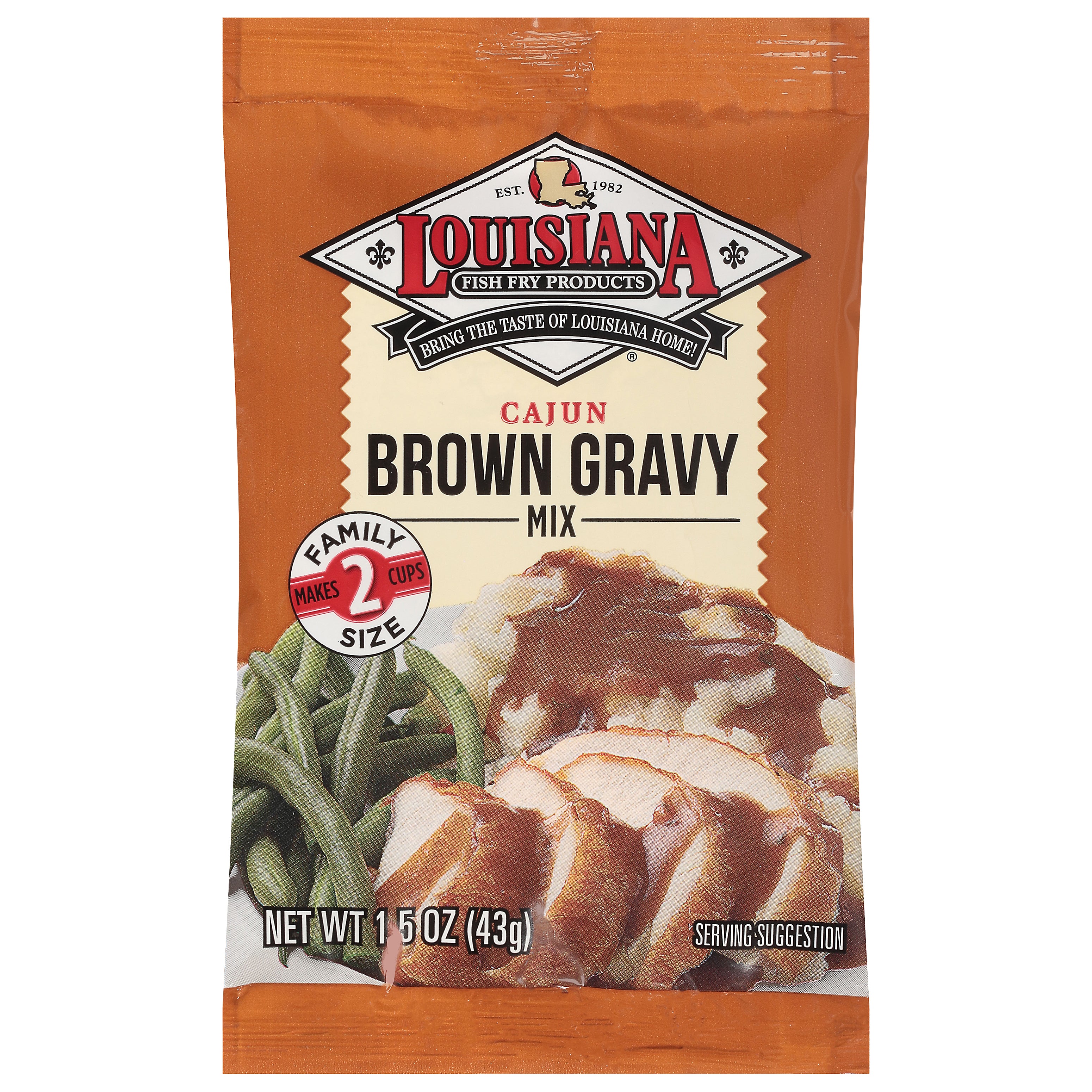 Louisiana Fish Fry Products Cajun Brown Gravy Mix Family Size 1.5 oz - Case of 12