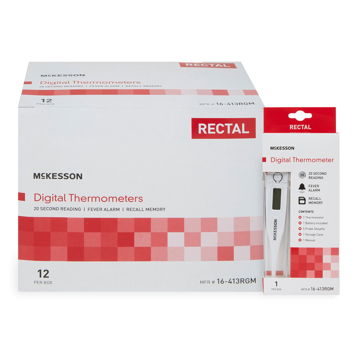 McKesson Brand - Digital Stick Thermometer McKesson Oral / Rectal / Axillary Probe Handheld [12/BX]