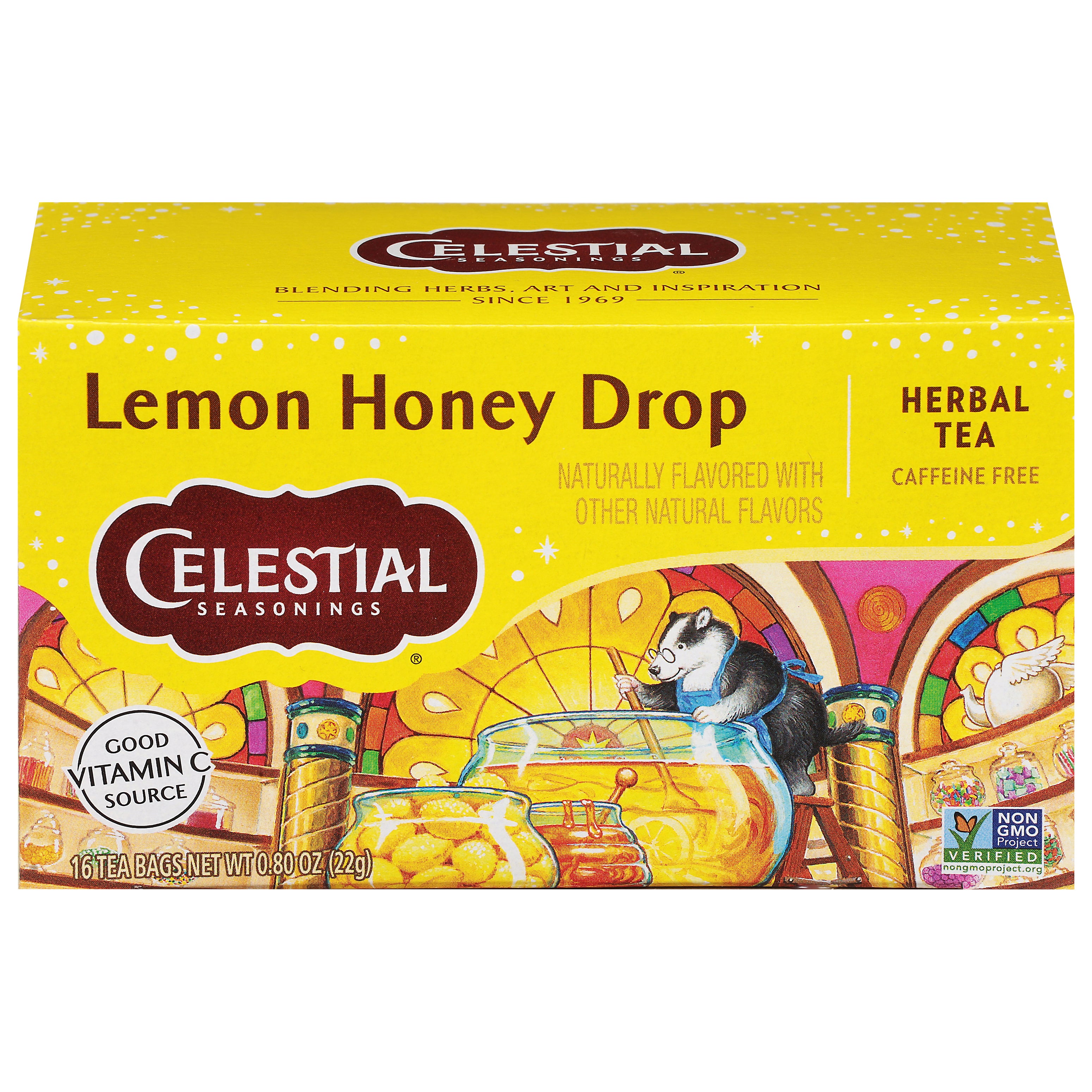 Celestial Seasonings Caffeine Free Lemon Honey Drop Herbal Tea 16 Tea Bags - Case of 6