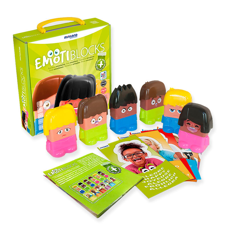 MINILAND EDUCATIONAL - Emotiblocks, Interchangeable Emotion Blocks, 18 Pieces