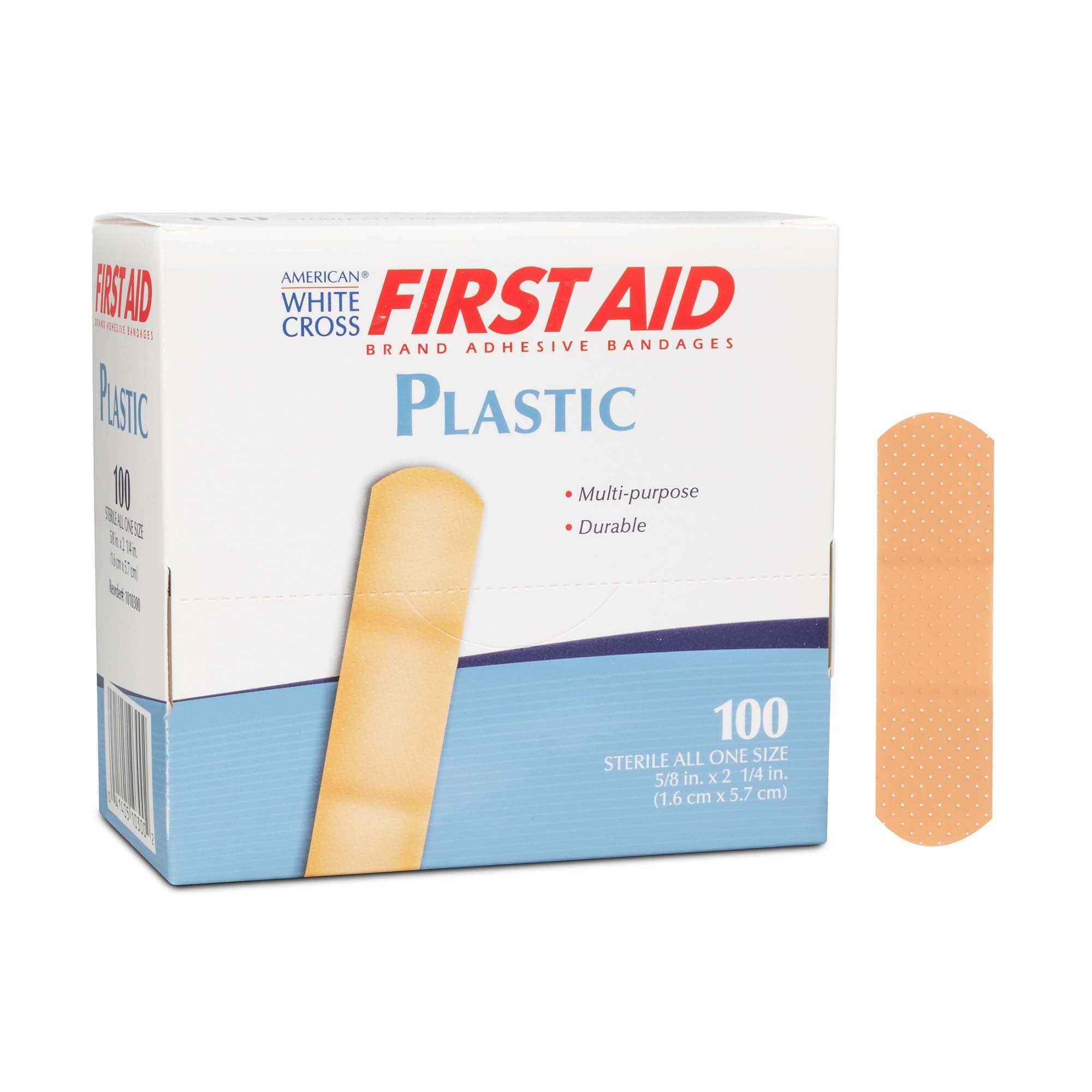 Dukal - Adhesive Strip American® White Cross 5/8 X 2-1/4 Inch Plastic Rectangle Tan Sterile [100/BX]