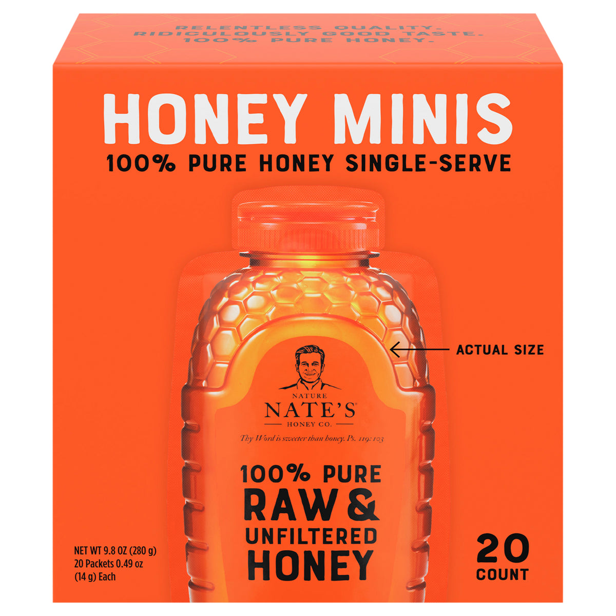 Nature Nate's Raw & Unfiltered Honey Minis, 20ct box - Case of 9