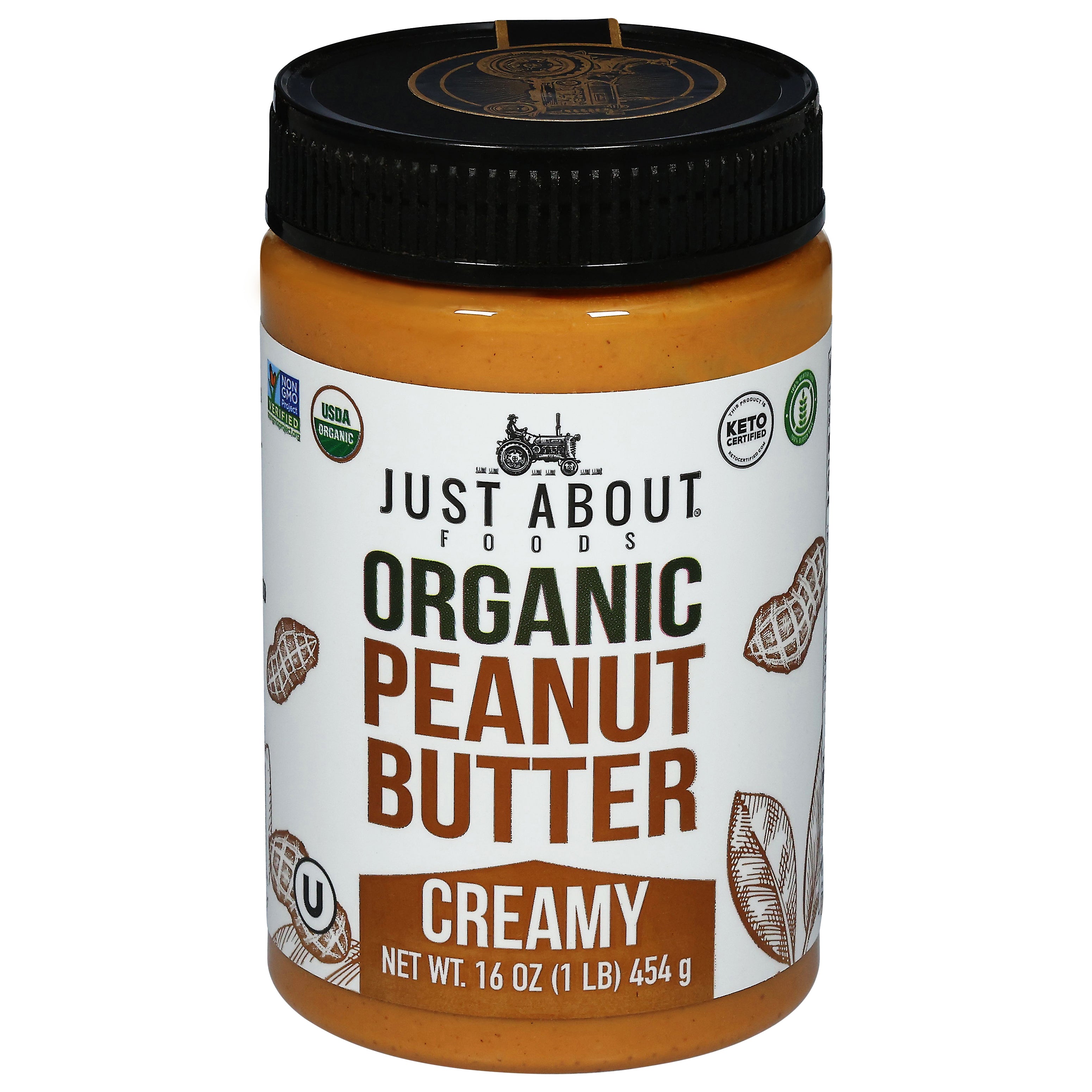Just About Foods Organic Creamy Peanut Butter 16 oz - Case of 6