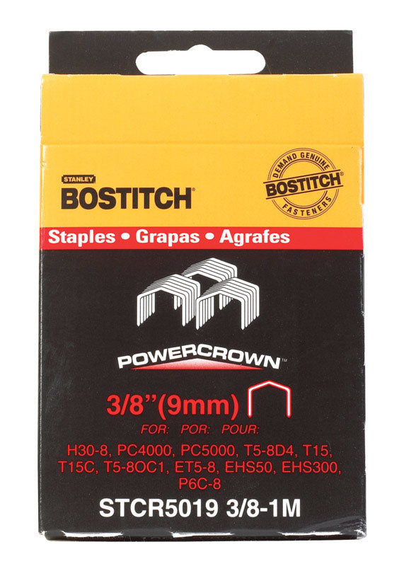 STANLEY BOSTITCH - Bostitch STCR-Style 7/16 in. W X 3/8 in. L 18 Ga. Power Crown Staples 1000 pk - Case of 5