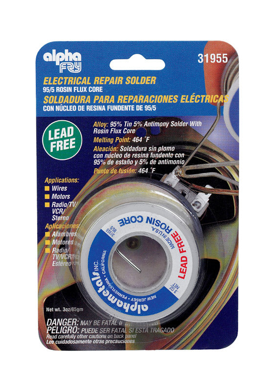 ALPHA FRY - Alpha Fry 3 oz Lead-Free Rosin Core Solder Wire 0.06 in. D Tin/Antimony 95/5 1 pc